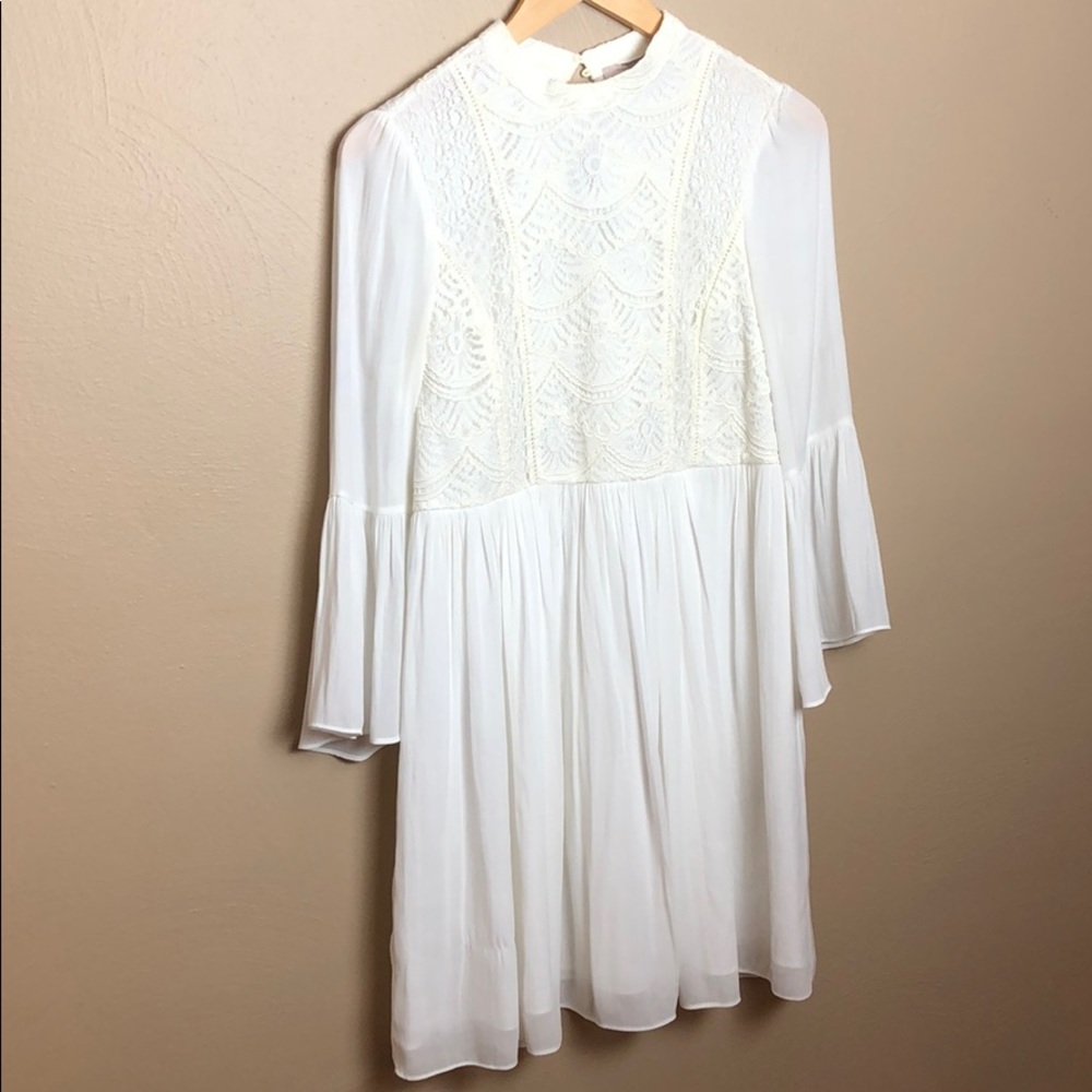 Forever 21 White Long-sleeve Lace Dress